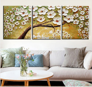 3 piece wall art decor red tree abstract knife acrylic flower painting for sale abstract canvas oil painting for living room - SallyHomey Life's Beautiful