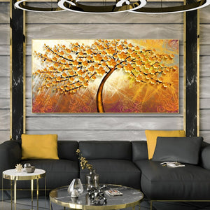 Golden Money Trees Decorative Pictures for Living Room Home Decor No Frame - SallyHomey Life's Beautiful