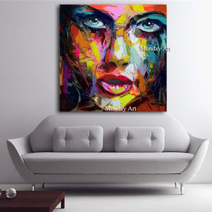 Large Size Hand Painted Abstract Figure Oil Painting On Canvas Woman Face Wall Pictures For Living Room Bedroom Home Decor - SallyHomey Life's Beautiful