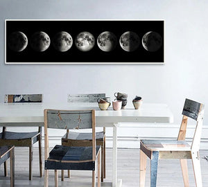 🔥 Eclipse of The Moon Canvas Poster Minimalist Art Painting Universe Wall Picture Long Banner Print Living Room Bedroom Decoration - SallyHomey Life's Beautiful