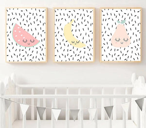 Cute Fruit Apple Banada Wall Art Canvas Posters Nursery Prints Nordic Style Painting Picture Kid Baby Bedroom Decoration - SallyHomey Life's Beautiful