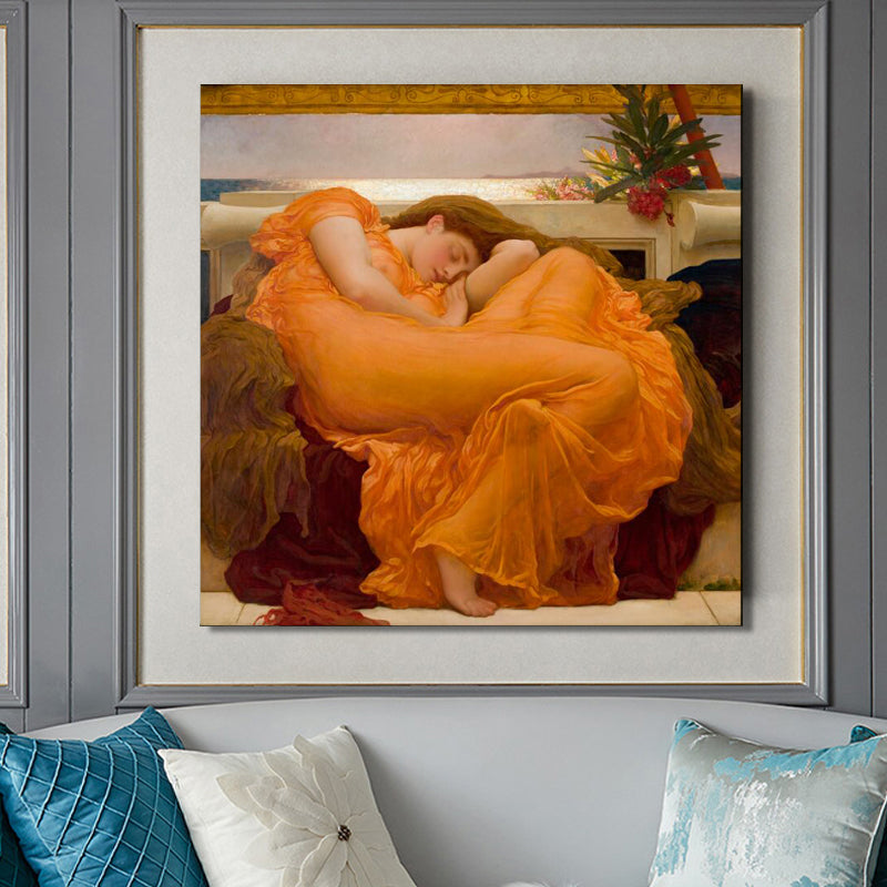 UK Famous Painting Flaming June by Frederic Leighton Decorative Painting Poster Print on Canvas Wall Art Pictures for Room Decor - SallyHomey Life's Beautiful