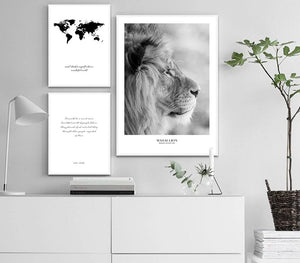 Scandinavian Black White Poster Nordic Canvas Wall Art Print Africa Animal Lion Painting Decorative Picture Home Decoration - SallyHomey Life's Beautiful