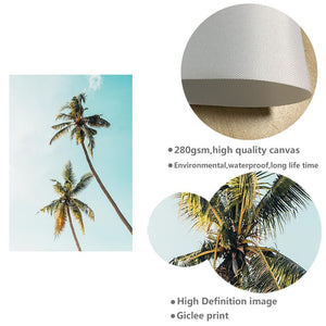 Tropical Sea Palm tree Bus Landscape Wall Art Canvas Poster Nordic Motivational Prints Painting Wall Picture for Living Room - SallyHomey Life's Beautiful