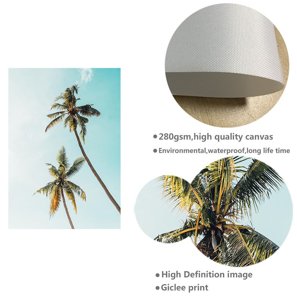 Tropical Sea Palm tree Bus Landscape Wall Art Canvas Poster Nordic Motivational Prints Painting Wall Picture for Living Room - SallyHomey Life's Beautiful