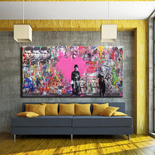 Load image into Gallery viewer, Famous Charlie Chaplin Painter Wall Art Painting Print Poster Canvas Graffiti Art Wall Picture for Living Room Home Decor - SallyHomey Life&#39;s Beautiful