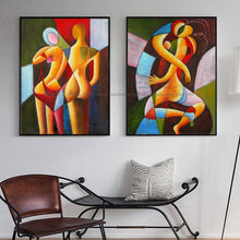 Load image into Gallery viewer, 2 piece nude painting sexy painting abstract modern canvas wall art decor handmade oil painting on canvas pictures living room - SallyHomey Life&#39;s Beautiful