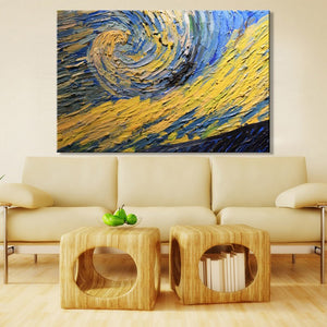 Modern Abstract Posters and Prints on Canvas Wall Art Painting Van Gogh Starry Sky Partial Pictures for Living Room Home Decor - SallyHomey Life's Beautiful