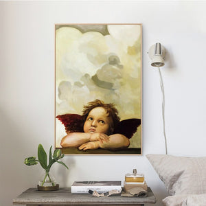 Modern Portrait Cherub Posters and Prints Wall Art Canvas Painting Wall Decoration Lovely Angel Pictures for Bedroom Frameless - SallyHomey Life's Beautiful