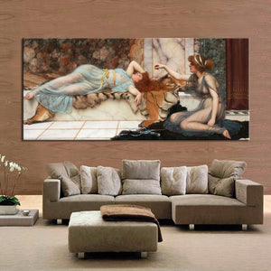 Posters and Prints Wall Art Canvas Painting Mischief and Repose by John William Waterhouse Wall Pictures for Living Room Decor - SallyHomey Life's Beautiful