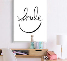 Load image into Gallery viewer, Smile Face Minimalist Art Canvas Poster Painting Abstract Motivational Black White Picture for Modern Home Office Room Decor 048 - SallyHomey Life&#39;s Beautiful