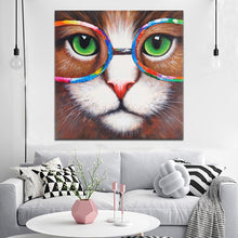 Load image into Gallery viewer, Abstract Art Posters and Prints Wall Art Canvas Painting Cool Cat Wearing Glasses Decorative Pictures for Living Room Home Decor - SallyHomey Life&#39;s Beautiful