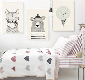 Nordic Art Bear Fox Canvas Poster Painting Cartoon Animal Wall Picture Print Children Baby Room Decoration - SallyHomey Life's Beautiful