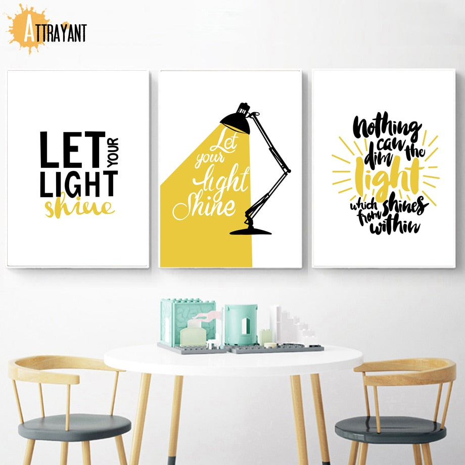 Cartoon Table Lamp Motivational Quotes Wall Art Canvas Painting Nordic Posters And Prints Wall Pictures For Living Room Decor - SallyHomey Life's Beautiful