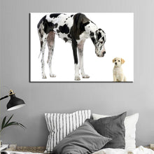 Load image into Gallery viewer, Modern Pet Dogs Posters and Prints Wall Art Canvas Painting The Great Dane and Cute Little Dog Pictures for Room Wall Decoration - SallyHomey Life&#39;s Beautiful