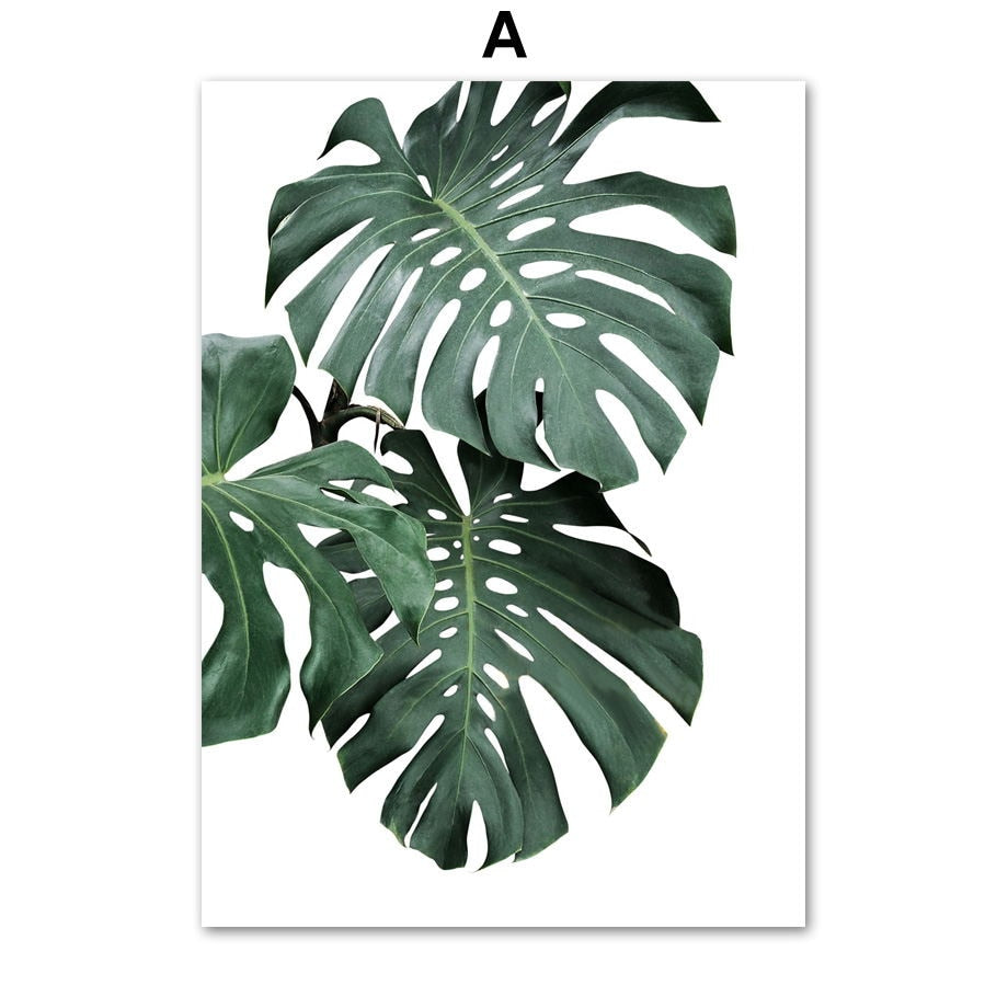Monstera Green Big Leaves Quotes Wall Art Canvas Painting Nordic Posters And Prints Wall Pictures For Living Room Bedroom Decor - SallyHomey Life's Beautiful