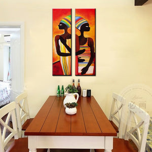 Acrylic african woman painting abstraite modern figure painting vertical handmade decoration oil paintings for living room wall - SallyHomey Life's Beautiful