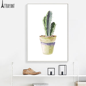 Potted plant Cactus Wall Art Canvas Painting Nordic Posters And Prints Scandinavian Art Wall Pictures For Living Room Home Decor - SallyHomey Life's Beautiful