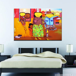 Modern Graffiti-art Canvas Painting on Wall Abstract Cartoon Family Photos Poster Wall Picture For Living Room Home Decor Gift - SallyHomey Life's Beautiful