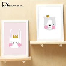 Load image into Gallery viewer, Cartoon Rabbit Bear Nursery Wall Art Canvas Painting Minimalist Posters Prints Nordic Kids Decoration Pictures Living Room Decor - SallyHomey Life&#39;s Beautiful