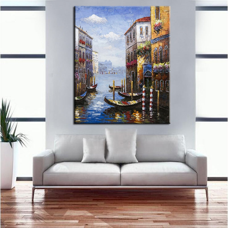 Abstract Handmade Canvas Painting Venicethe City of Water Oil Painting On Canvas Art Wall Picture for Living Room Home Decor - SallyHomey Life's Beautiful