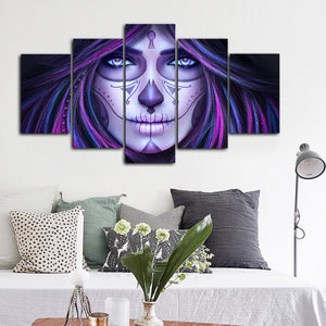 Modern Art Posters and Prints Wall Art Canvas Painting 5Pcs DAY OF THE DEAD Girl Decorative Pictures for Living Room Home Decor - SallyHomey Life's Beautiful