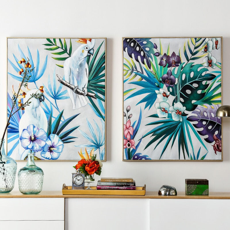 100% Hand Painted Abstract Parrot Art Oil Painting On Canvas Wall Art Frameless Picture Decoration For Live Room Home Decor Gift