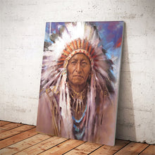 Load image into Gallery viewer, Native Indian Feathered Portrait Pop Art Canvas Painting Posters and Prints Wall Art Picture for Living Room Home Decor No Frame - SallyHomey Life&#39;s Beautiful