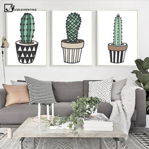 Nordic Art Plant Cactus Canvas Poster Painting Modern Nursery A4 Wall Picture Children Kids Room Decoration Home Decoration - SallyHomey Life's Beautiful