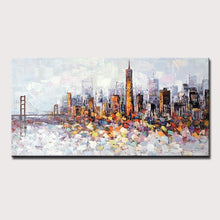 Load image into Gallery viewer, Mintura Hand Painted New York Building Picture Abstract Modern Palette Knife Oil Painting On Canvas Living Room Wall Art Decor - SallyHomey Life&#39;s Beautiful