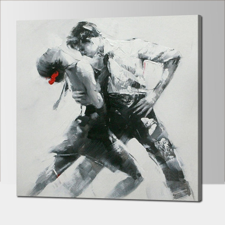 100% Handpainted Home Decoration Man and Woman Dancer Frameless Wall Art Picture By 