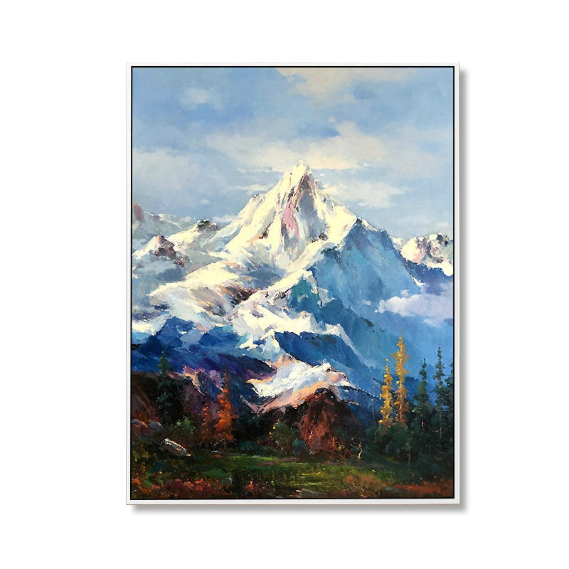 100% Hand Painted Abstract Snow Mountain Peaks Painting On Canvas Wall Art Frameless Picture Decoration For Live Room Home Decor