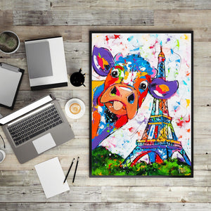 Abstract Watercolor Cow Effiel Tower Posters and Prints Wall Art Canvas Painting Wall Pictures Home Decor Dropshipping No Frame - SallyHomey Life's Beautiful