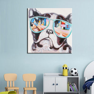 Abstract Animal Canvas Painting Cute Pug with Colorful Glasses Digital Printed Poster Wall Painting for Baby Bedroom Home Decor - SallyHomey Life's Beautiful