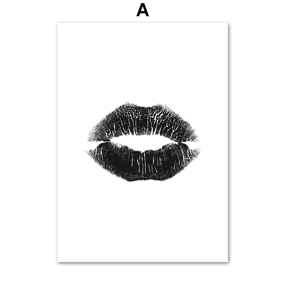 Black White Fashion Girl Lip Butterfly Wall Art Canvas Painting Nordic Posters And Prints Wall Pictures For Living Room Decor - SallyHomey Life's Beautiful