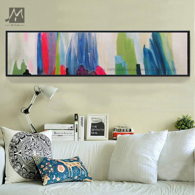 Abstract painting canvas pinturas al oleo abstractas quadro decorativo wall pictures for bedroom horizontal home deco handmade - SallyHomey Life's Beautiful