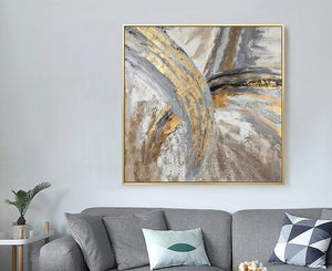 Artist Hand-painted High Quality Modern Abstract Golden Grey Colors Oil Painting on Canvas Abstract Picture for Wall Decoration - SallyHomey Life's Beautiful