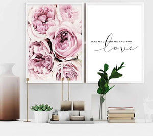 Scandinavian Style Pink Flower Painting Wall Art Canvas Posters Nordic Prints Decorative Picture Modern Home Bedroom Decoration - SallyHomey Life's Beautiful