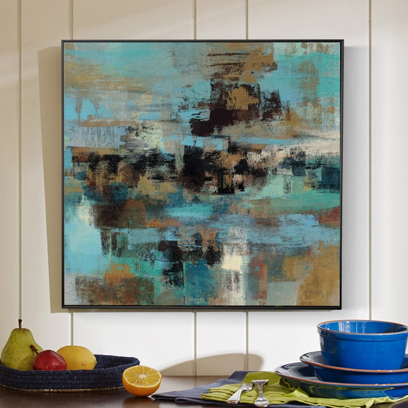 Jewelry Blue Canvas Painting Posters and Prints Modern Abstract Oil Painting Wall Art Pictures for  Living Room Home Decoracion - SallyHomey Life's Beautiful