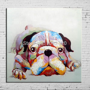 100% Hand Painted Dog Oil Painting On Canvas Handpainted Lovely Animal Paintings For Living Room Home Decorations