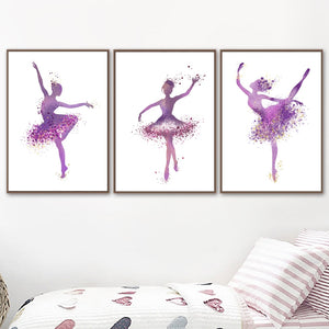 Cartoon Pink Ballet Dancer Girl Wall Art Canvas Painting Nordic Posters And Prints Wall Pictures For Baby Kids Room Home Decor - SallyHomey Life's Beautiful