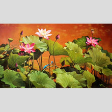 Load image into Gallery viewer, 100% Hand Painted Realistic Lotus Pond Art Oil Painting On Canvas Wall Art Frameless Picture Decoration For Live Room Home Decor