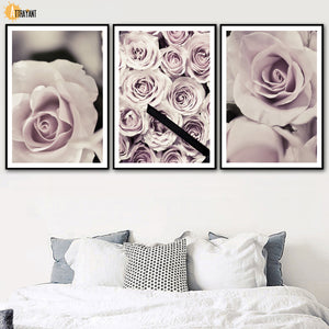Fresh Pink Flowers Rose Plant Wall Art Canvas Painting Nordic Posters And Prints Wall Pictures For Living Room Bedroom Decor - SallyHomey Life's Beautiful