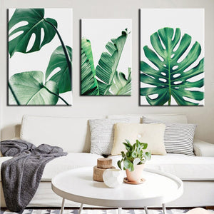 Watercolor Plant Leaves Poster Print Landscape Wall Art Canvas Painting Picture for Living Room Home Decoration Green Gift - SallyHomey Life's Beautiful