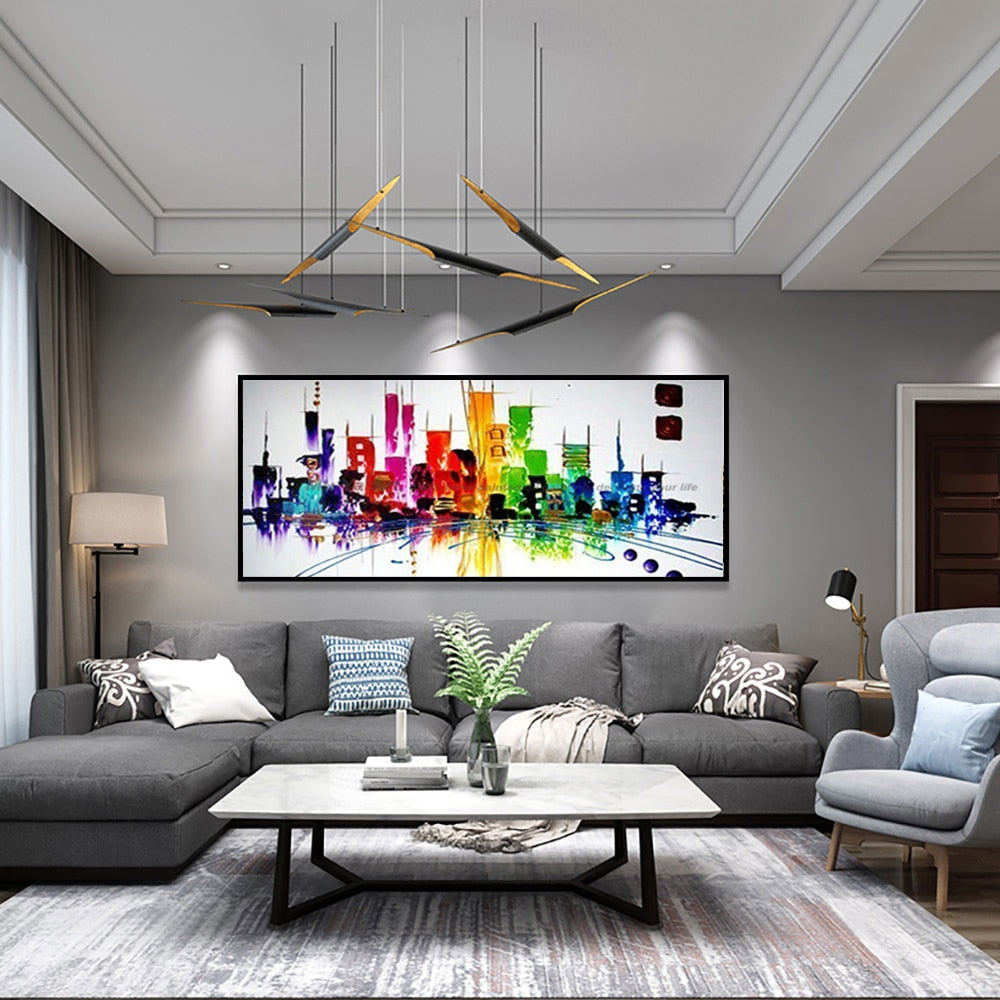 Fashion home design modern city scenery the canvas painting new york pictures tableau large abstract painting office - SallyHomey Life's Beautiful