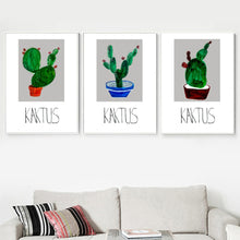 Load image into Gallery viewer, Cartoon Green Potted Cactus Quotes Wall Art Canvas Painting Nordic Posters And Prints Plants Wall Pictures For Living Room Decor - SallyHomey Life&#39;s Beautiful