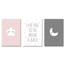 Load image into Gallery viewer, Cute Moon Star Baby Nursery Wall Art Canvas Posters Prints Cartoon Painting Nordic Kids Decoration Picture Baby Bedroom Decor - SallyHomey Life&#39;s Beautiful