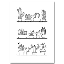 Load image into Gallery viewer, Nordic Art Cactus Plants Minimalist Art Canvas Poster Painting Black White Picture Print Modern Kids Room Decoration Wall Decor - SallyHomey Life&#39;s Beautiful