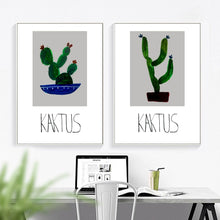 Load image into Gallery viewer, Cartoon Green Potted Cactus Quotes Wall Art Canvas Painting Nordic Posters And Prints Plants Wall Pictures For Living Room Decor - SallyHomey Life&#39;s Beautiful