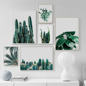 Cactus Succulents Leaves Nordic Poster Wall Art Canvas Painting Nordic Posters And Prints Wall Pictures For Living Room Decor - SallyHomey Life's Beautiful